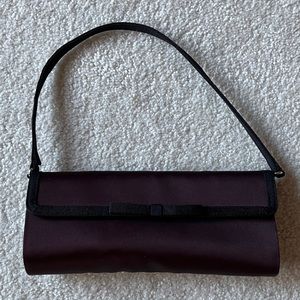 🔥Convertible Clutch Crossbody Evening Bag Burgundy & Black w/ Lipstick Case